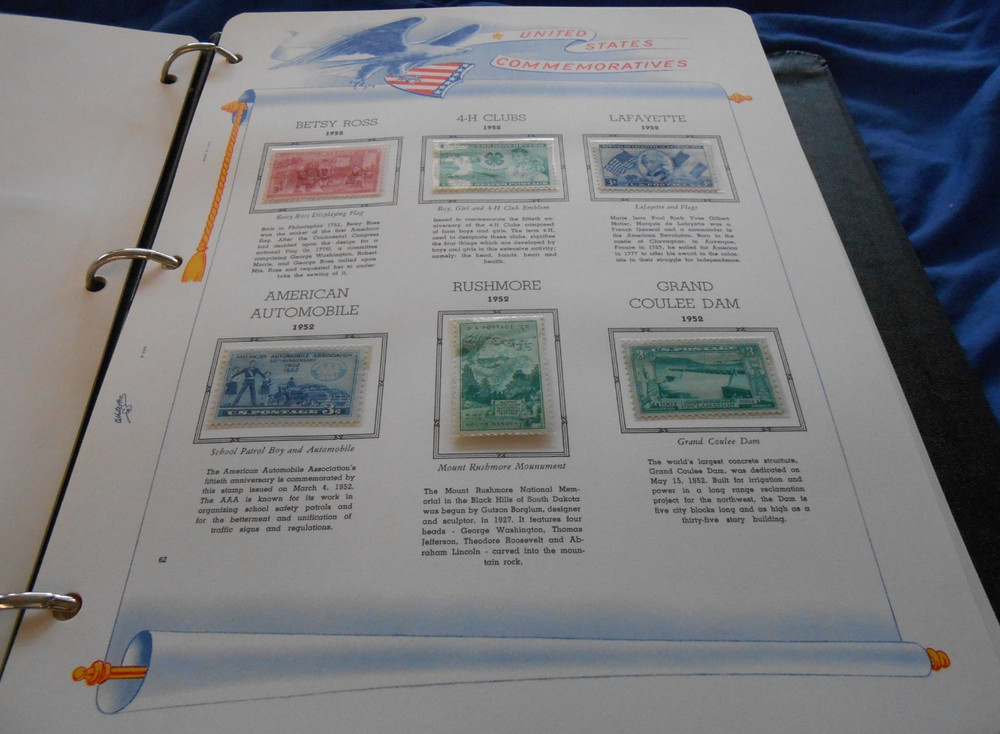 WHITE ACE COMMEMORATIVE STAMPS OF THE UNITED STATES ALBUM WITH DUST COVER & BOX