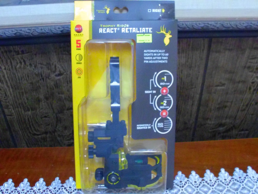 NEW Trophy Ridge React Retaliate 5 Pin Micro Adjustable Bow Sight RH AS855D NWT