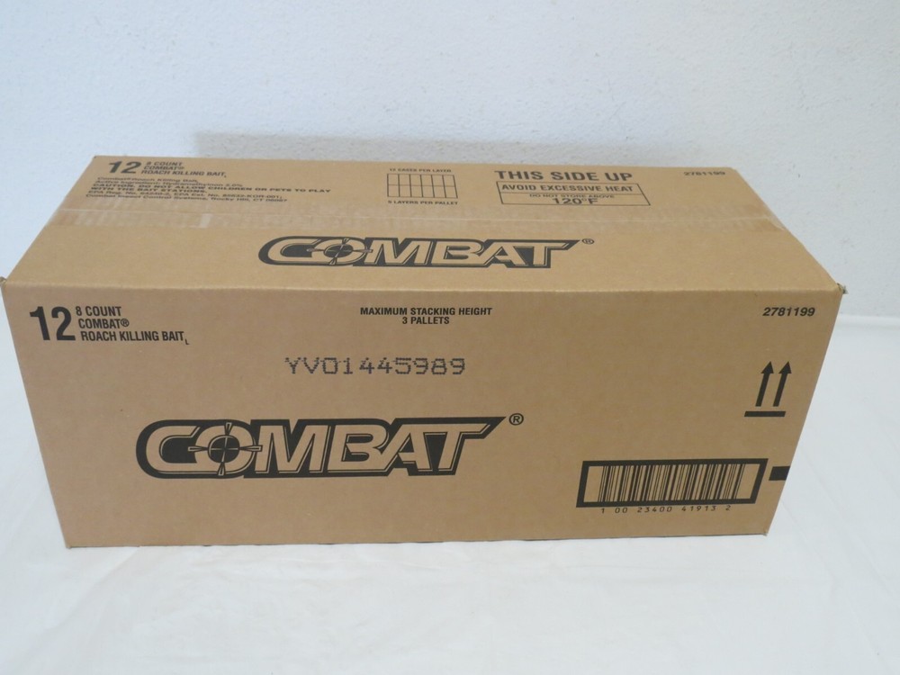 Combat Roach Killing Bait for Large Roaches, Package Includes 8 Stations 12 Pack