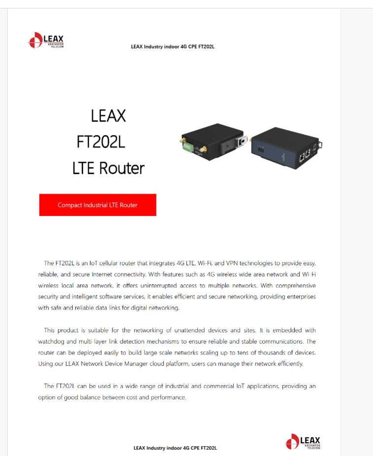 NEW LEAX FT202L LTE Router Compact Industrial