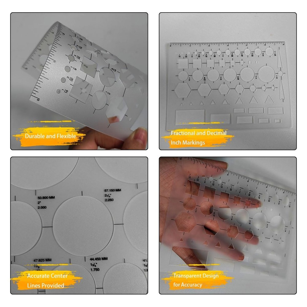 Circle Templates for Drawing - 3 Pack Drafting Stencils Measuring Tools, Circ...