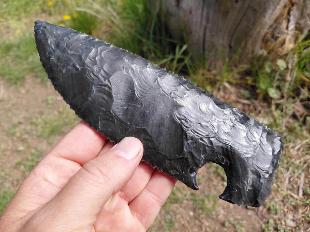 7 Inch Obsidian Blade. Flintknapping, Arrowheads