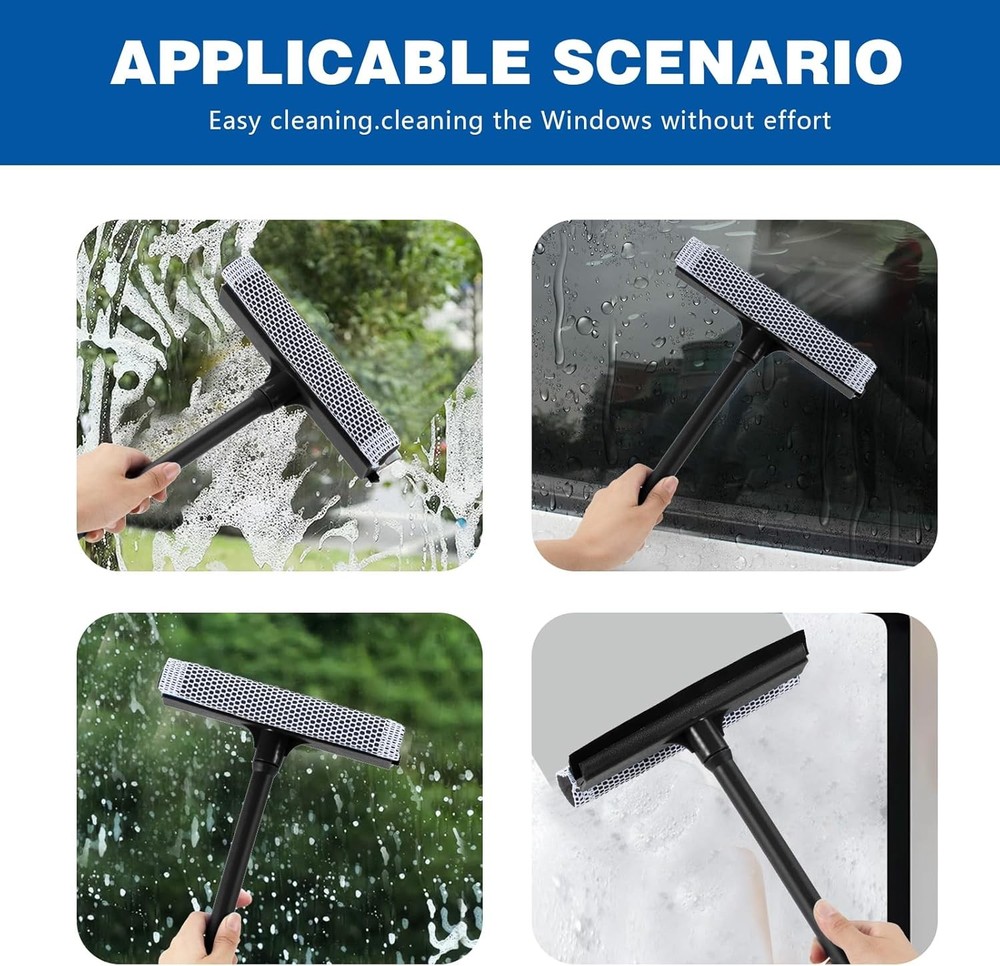 15.9" Car Window Squeegee 2 in 1 with Sponge Long Handle