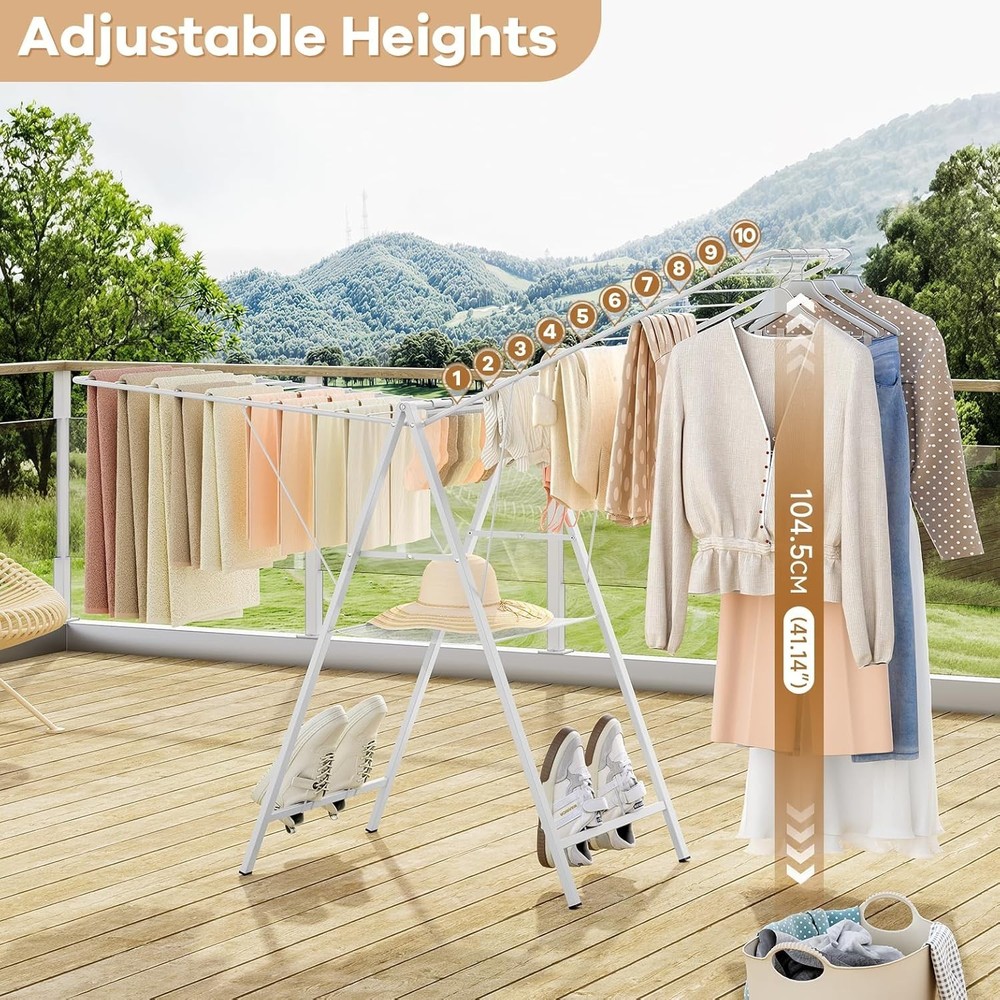 Durable Grey Laundry Drying Rack - Collapsible & Assembly Free for Easy Use