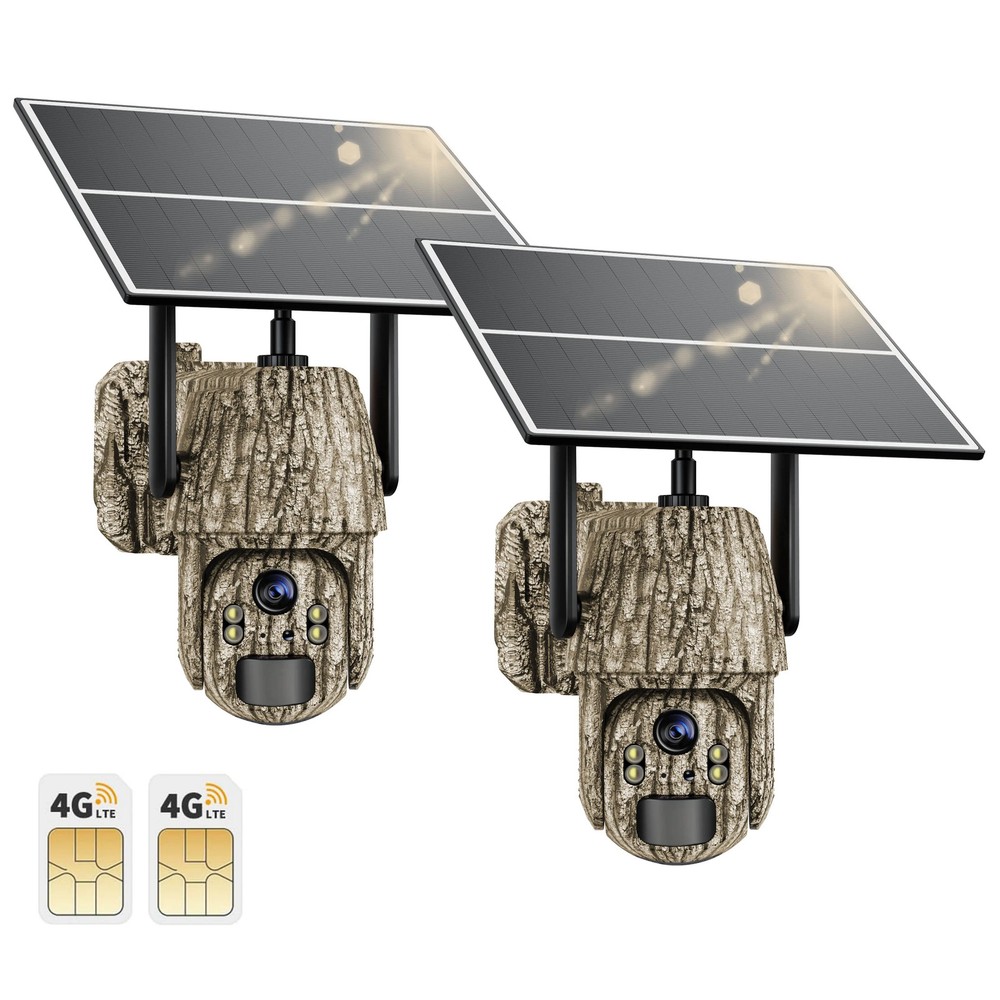 2 Pack 4G LTE Cellular Trail Cameras, Unlimited Data Plan, 360°Full Live View ,