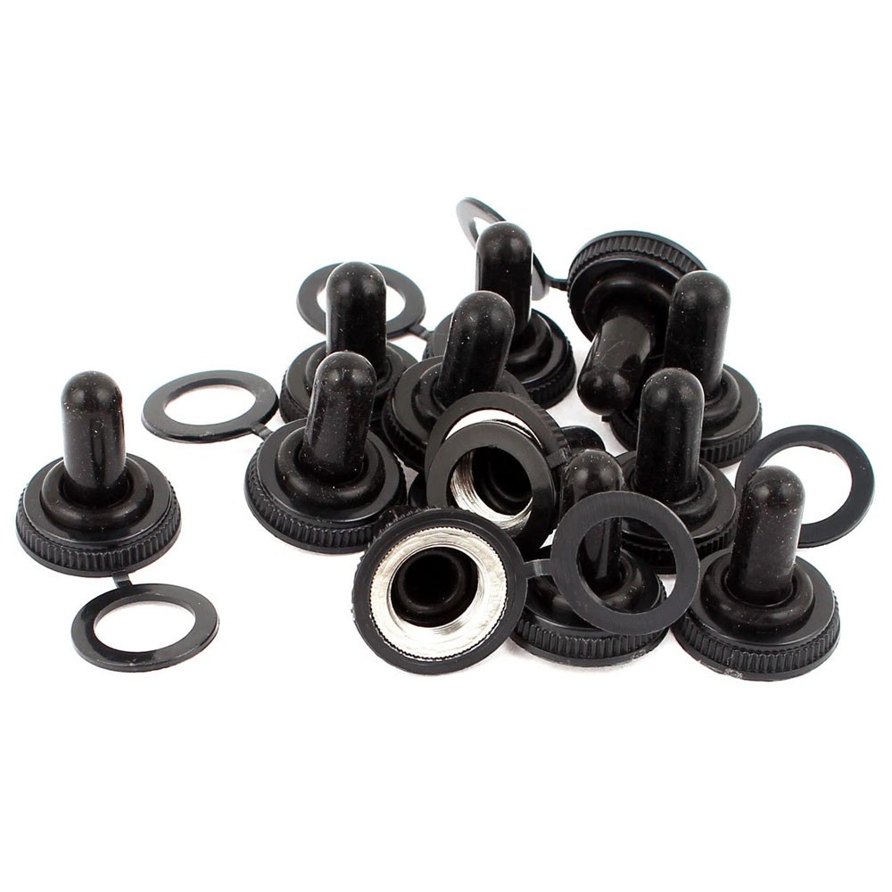 12pc 18mm Knob Black Toggle Switch Waterproof Boot Rubber Cover Cap Protector US