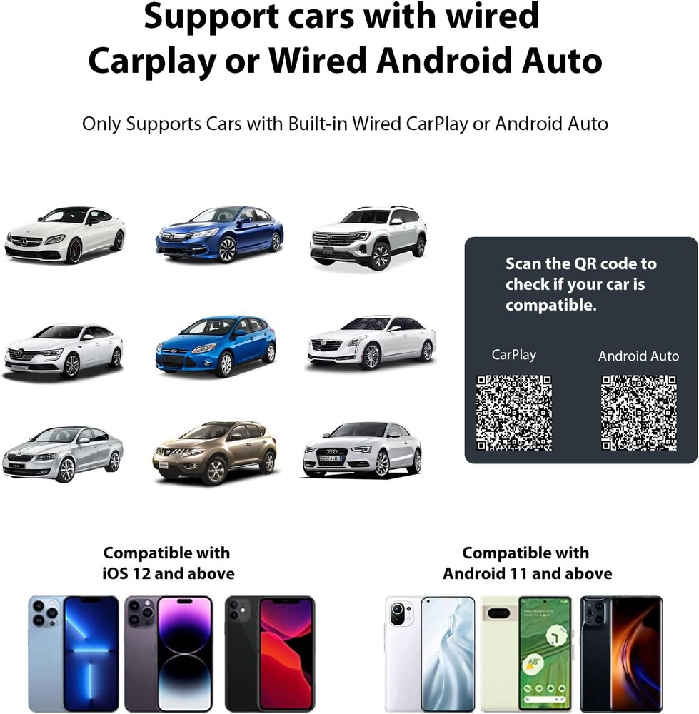 Sunweyer Wireless CarPlay & Android Auto Adapter 2 in 1 Connect Box,...