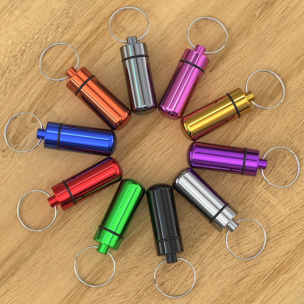 Small Portable Pill Case with Keychain(10 Pack), Urekt 10 Pack, Multicolor