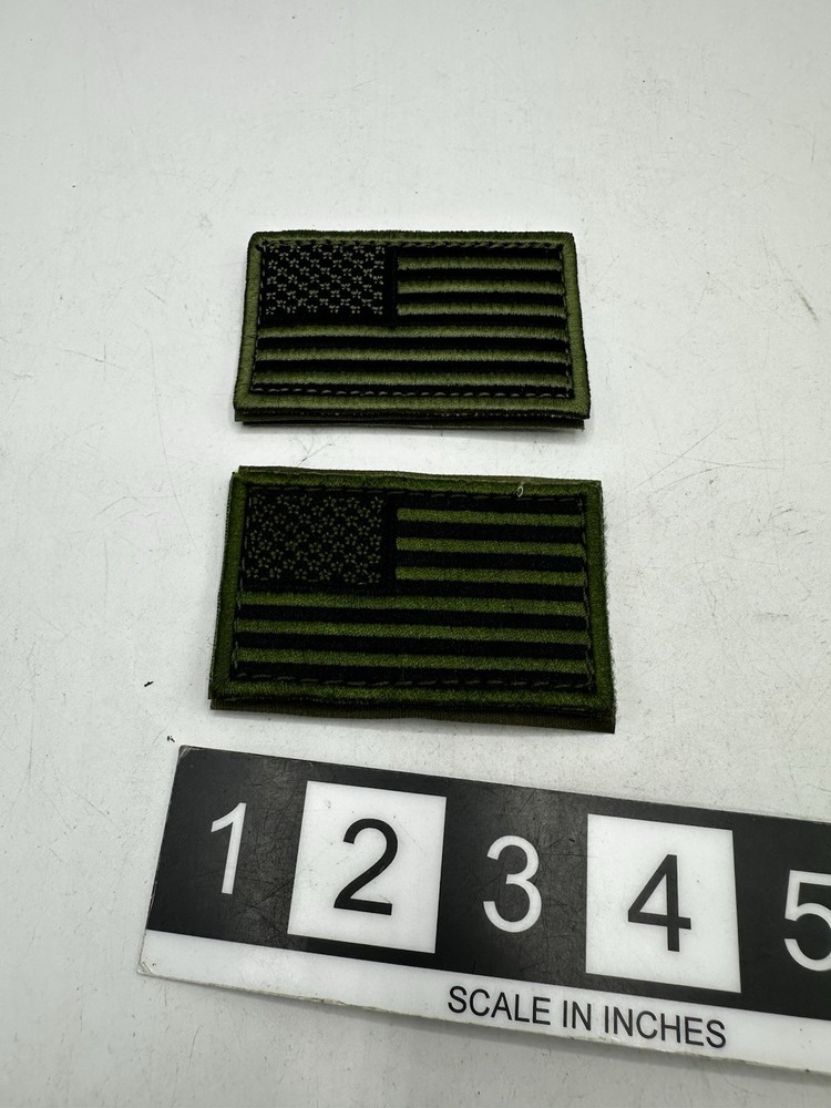 2x Olive Drab US Flag - 2x3 Patch Left Forward facing