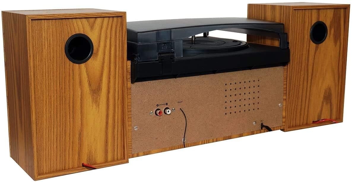 Boytone BT-28SPW Bluetooth Classic Style CD Player Turntable with AM/FM Radio