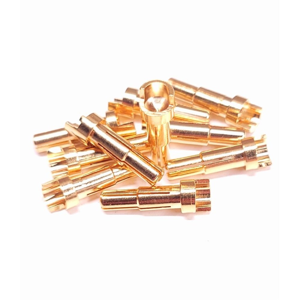4 to 5mm stepped solid design gold plated bullet connector w/ shoulder 5 pair