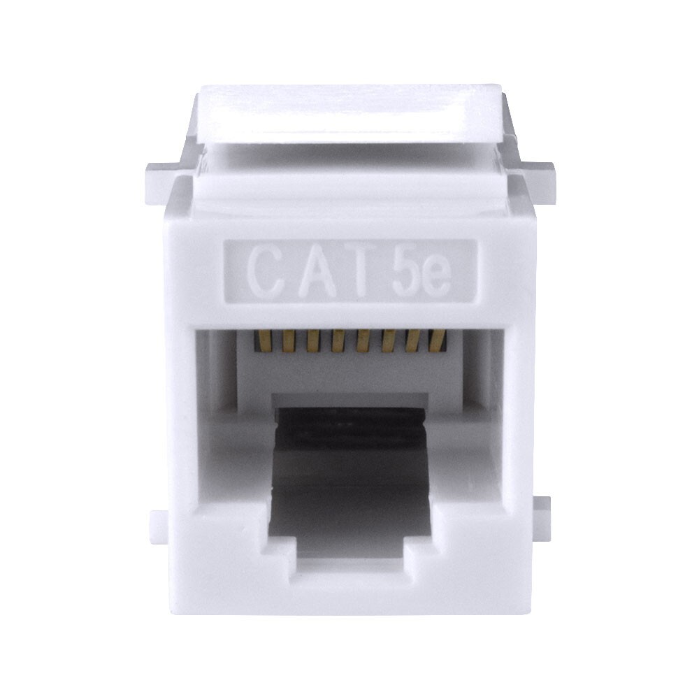 Construct Pro Cat5e Keystone Pass-Through Coupler Jack Insert (White, 5-Pack)