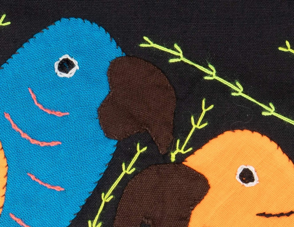 Multicolor Orange And Blue Two Bird Molita