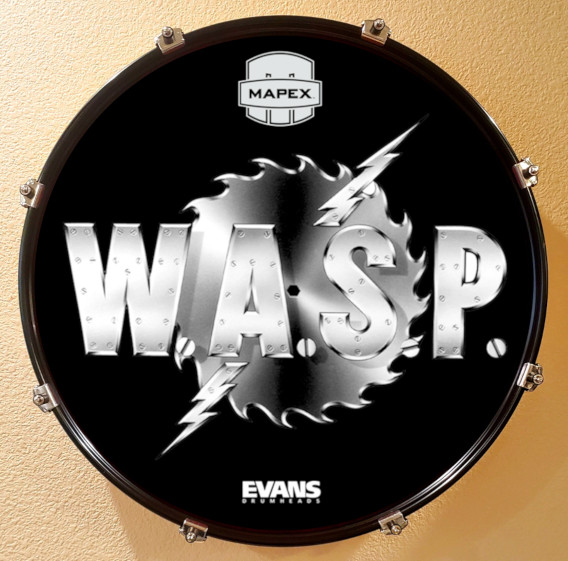 WASP, 22" Bass Drum Head, White Logos