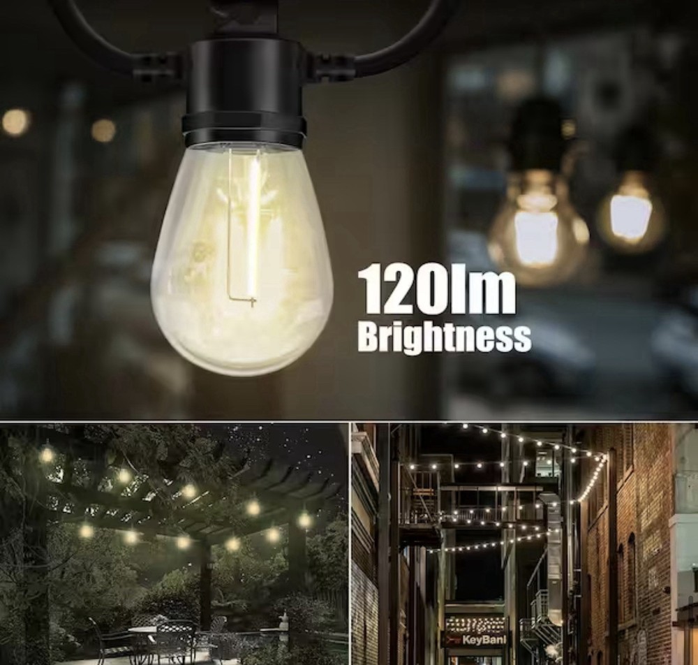 Deck Impressions 82275 36 ft Solar Lantern Bulb LED String Lights Black