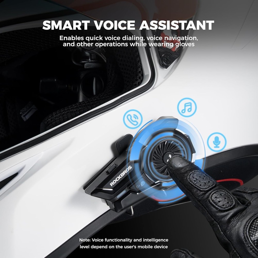 ROCKBROS Motorcycle Bluetooth Headset R1 Helmet Intercom Headset Waterproof 1 PC