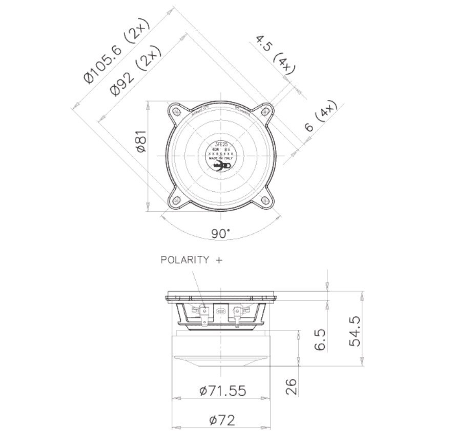 FaitalPRO 3FE25 3" Full-Range Midrange Speaker 91dB 8 Ohm