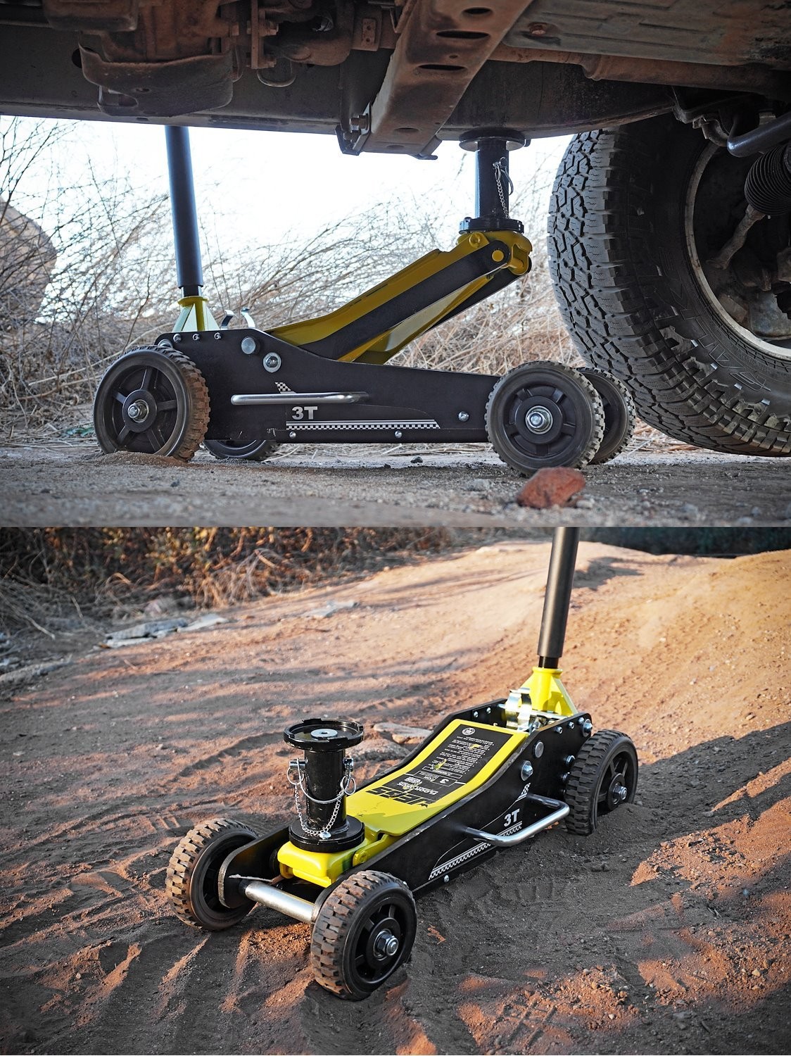 JEGS Heavy Duty 3-Ton Hydraulic Off-Road Floor Jack with Large Wheels and Built