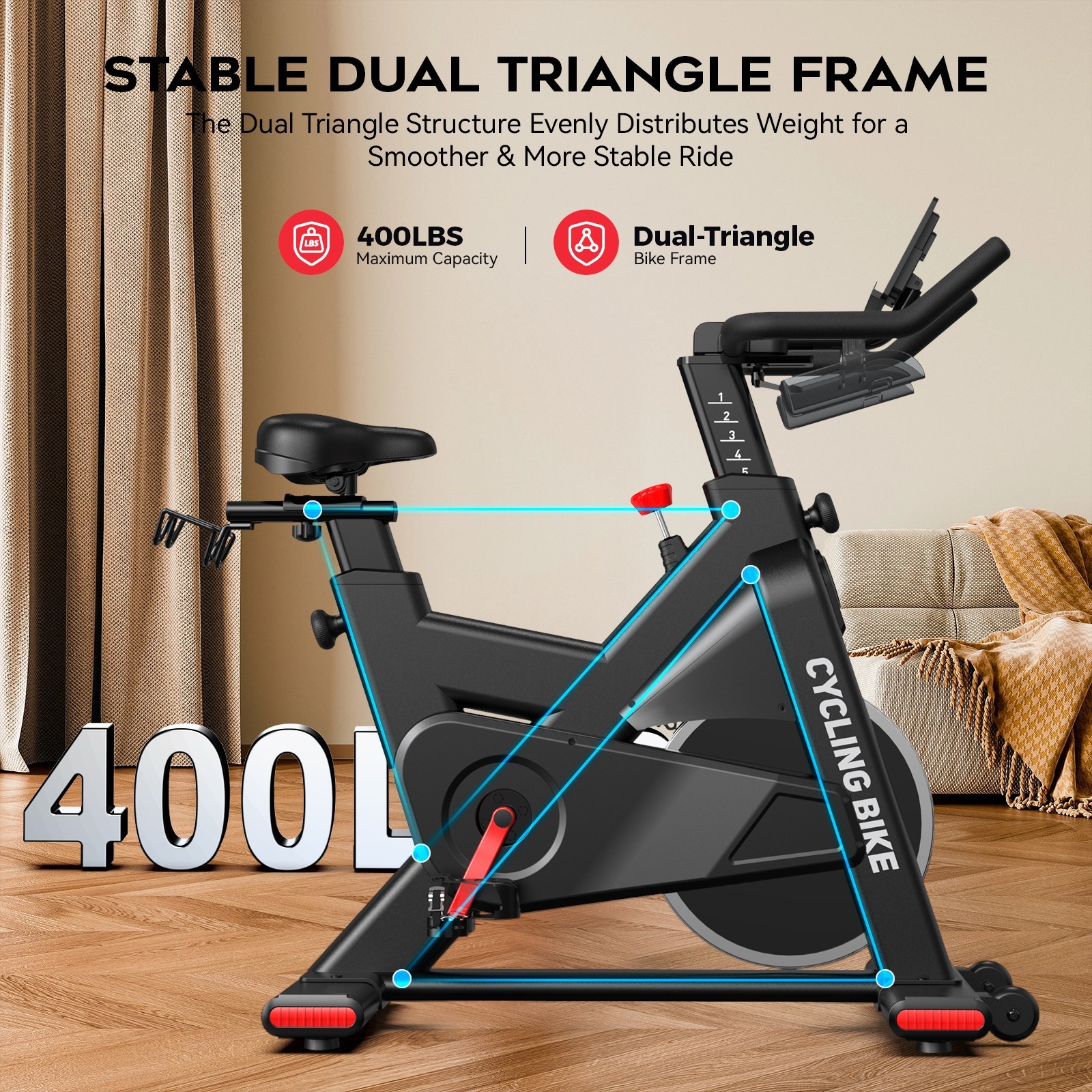 Exercise Bike Stationary Bike Home Workout Bike with Comfortable Seat Cushion