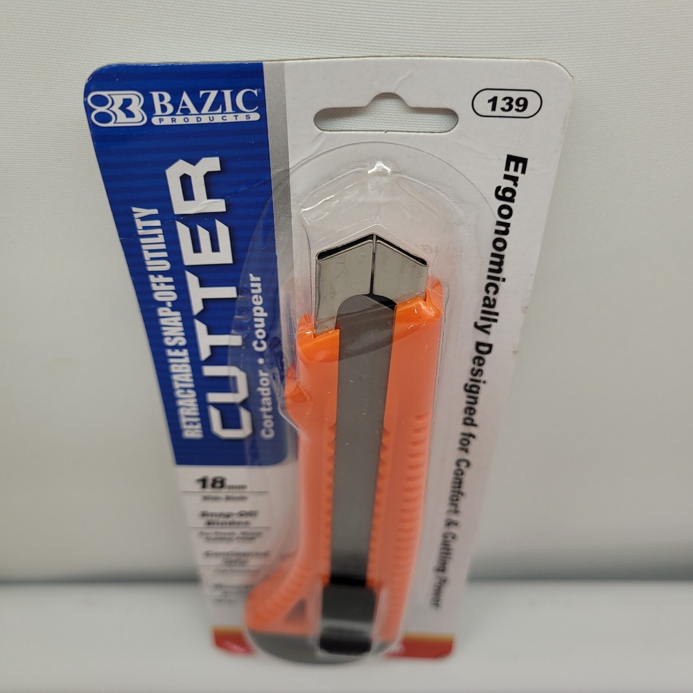 Bazic Orange Retractable Snap-Off Utility Cutter Ergonomically designed 18mm
