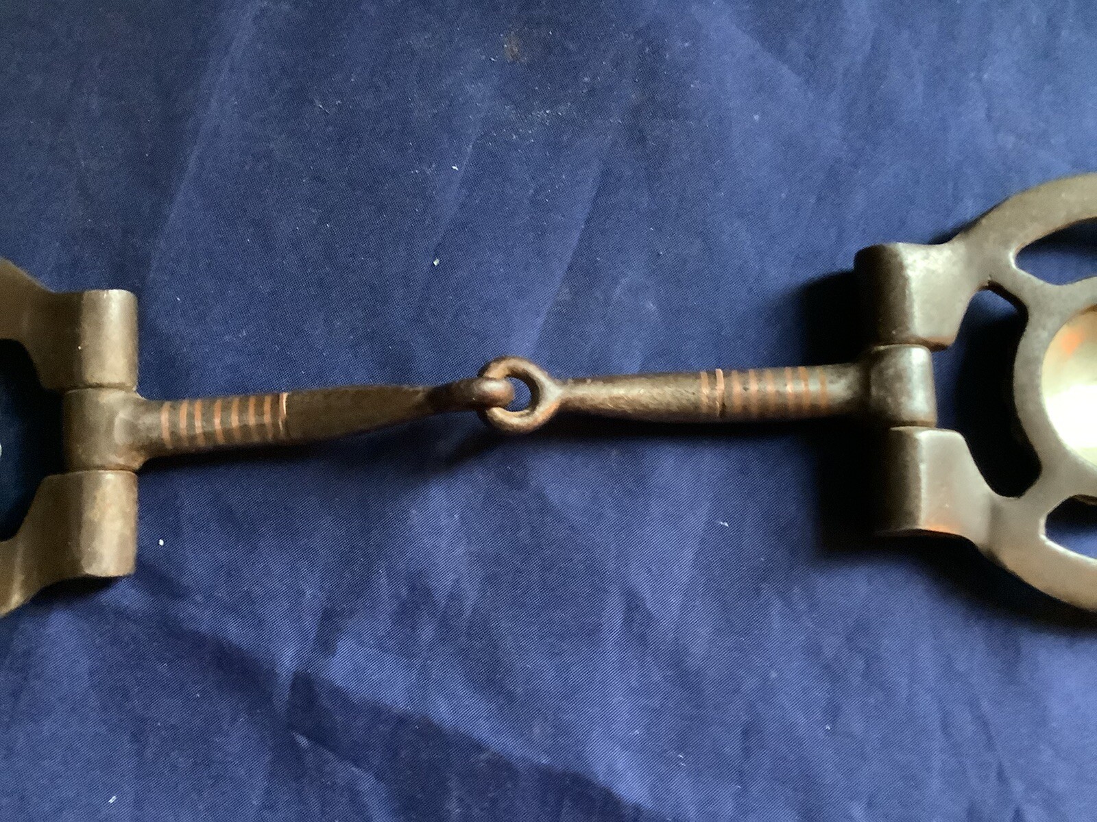 GORGEOUS Vintage Silver Overlay & Inlay BLUED Steel Horse Show Snaffle BIT