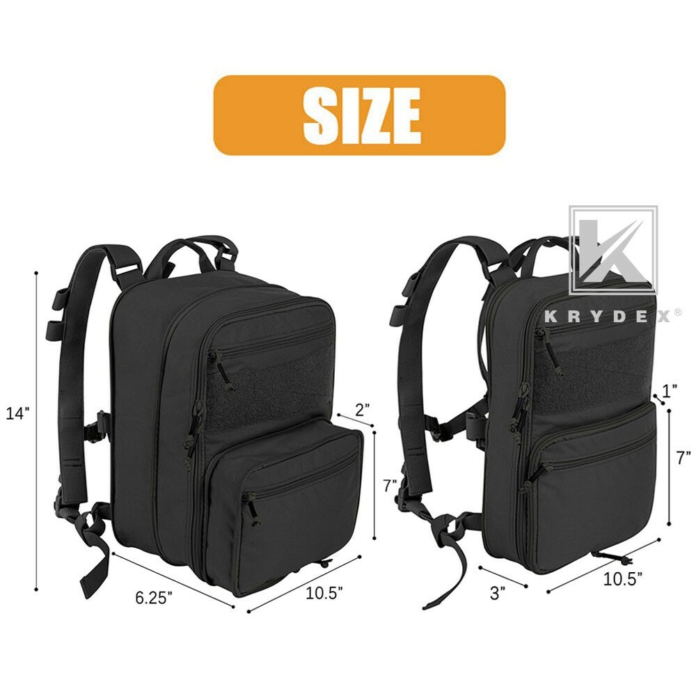 KRYDEX D3 Flatpack Tactical Expandable Backpack Military MOLLE Travel EDC Pack