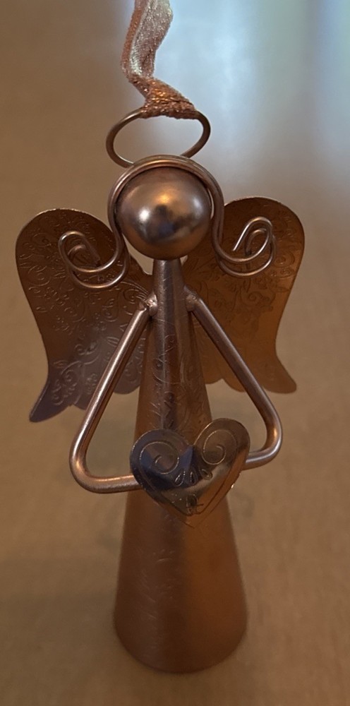 Copper Embossed Angel Bell Ornament 10"