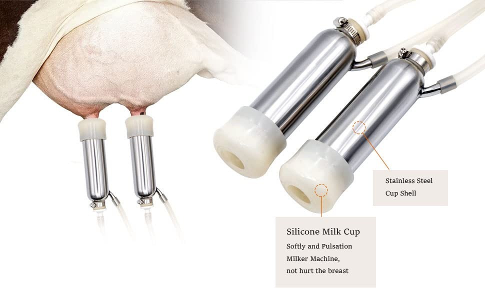 Milking Machine for Cow Electric Milker 3L Portable Pulsation Vacuum Pump Aut...