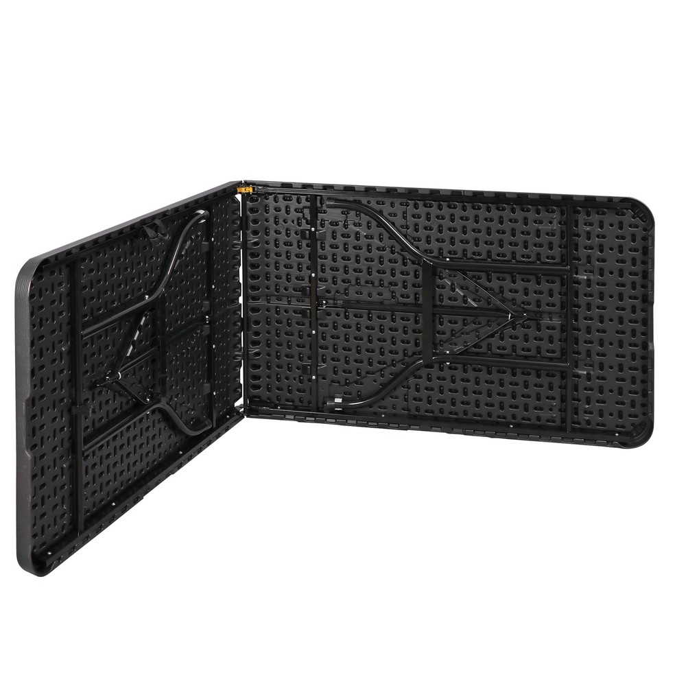 8FT Portable Folding Table Fold-in-Half Plastic Table for Dining Picnic Black