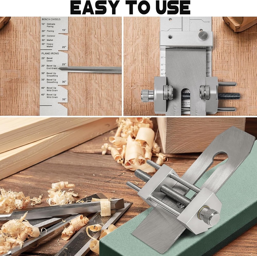 Chisel Sharpening Jig, Precise Honing Guide System with Adjustable Angle Gauge a