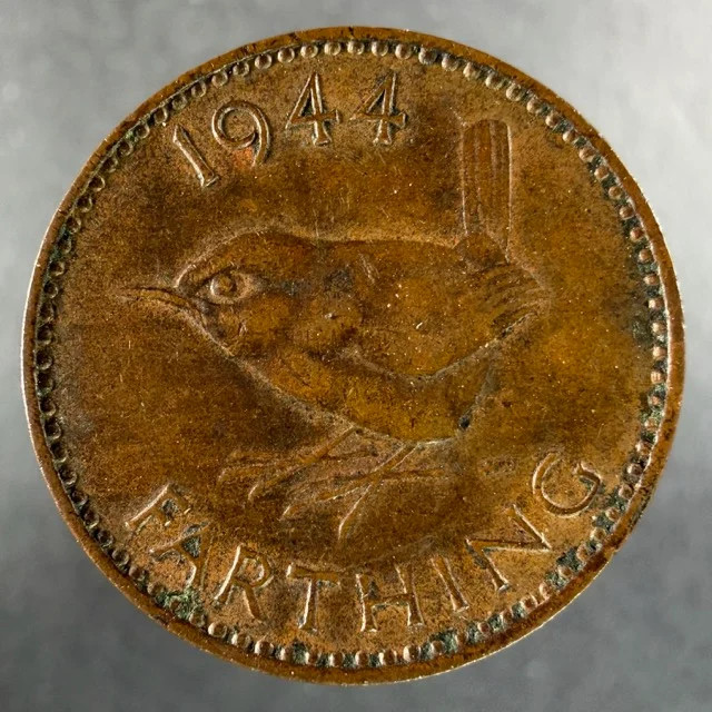 1944 Great Britain Farthing George VI Wren Reverse
