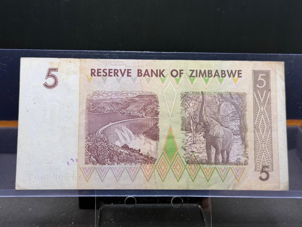 2007 Zimbabwe Reserve Bank 5 Dollars