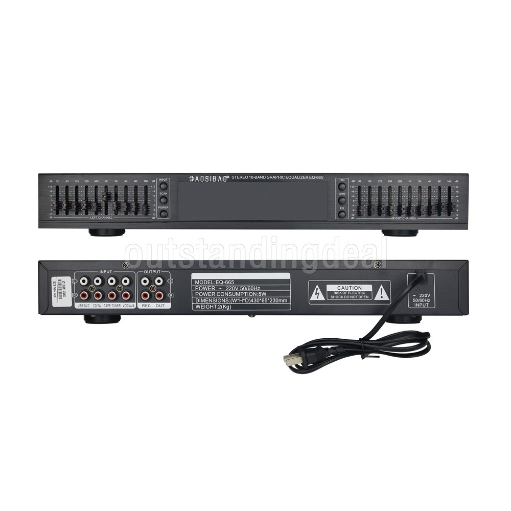 HIFI Digital HD Stereo 10Band Graphic Equalizer Preamplifier Equalizer Bluetooth