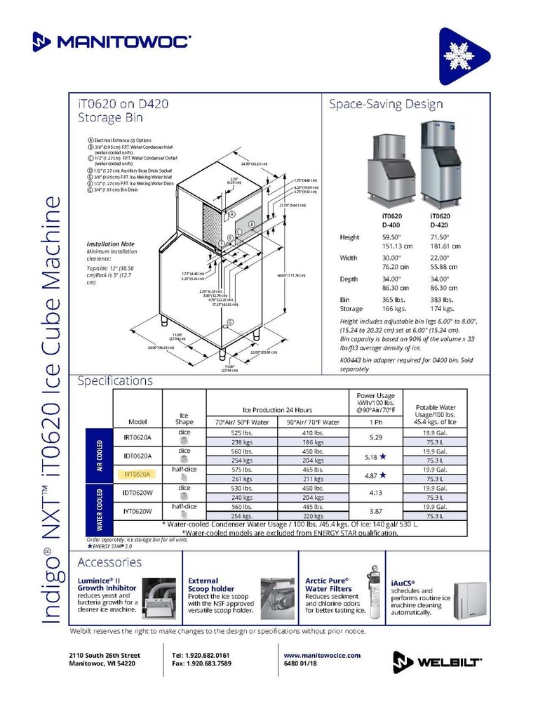Manitowoc Ice Machine - IYT0620A