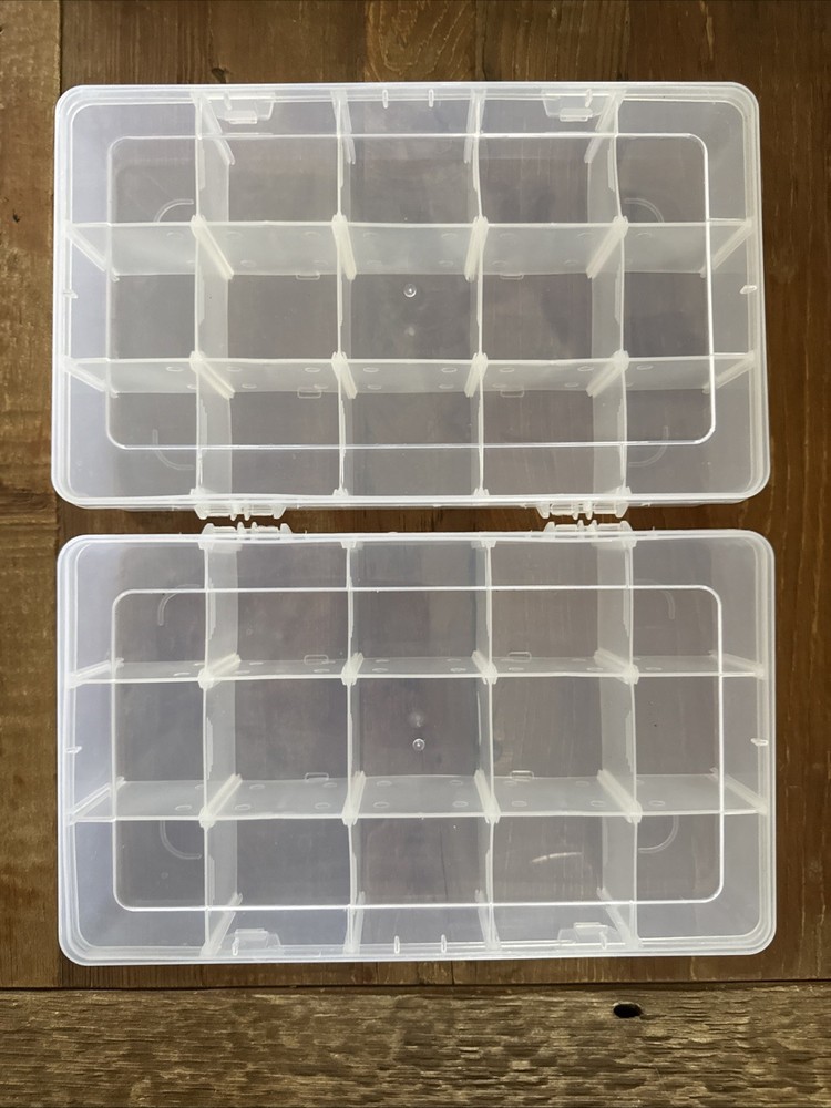 2 Plastic Box 30 Compartment Organizer Storage Container- Beads, Bento, Lures