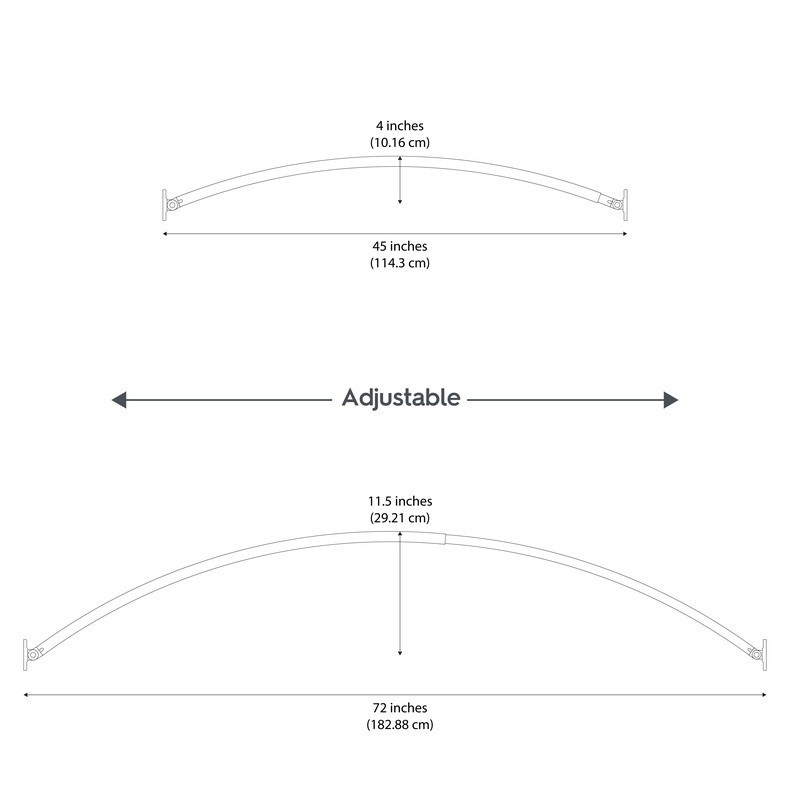 Rust-Proof Curved Rotating Shower Rod Adjustable Elbow Room 45-72 Inch New