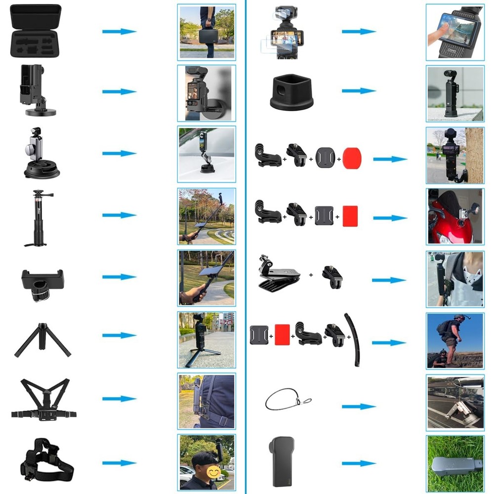 Accessories Kit for DJI Osmo Pocket 3 Creator Combo Case Magnetic Bracket...