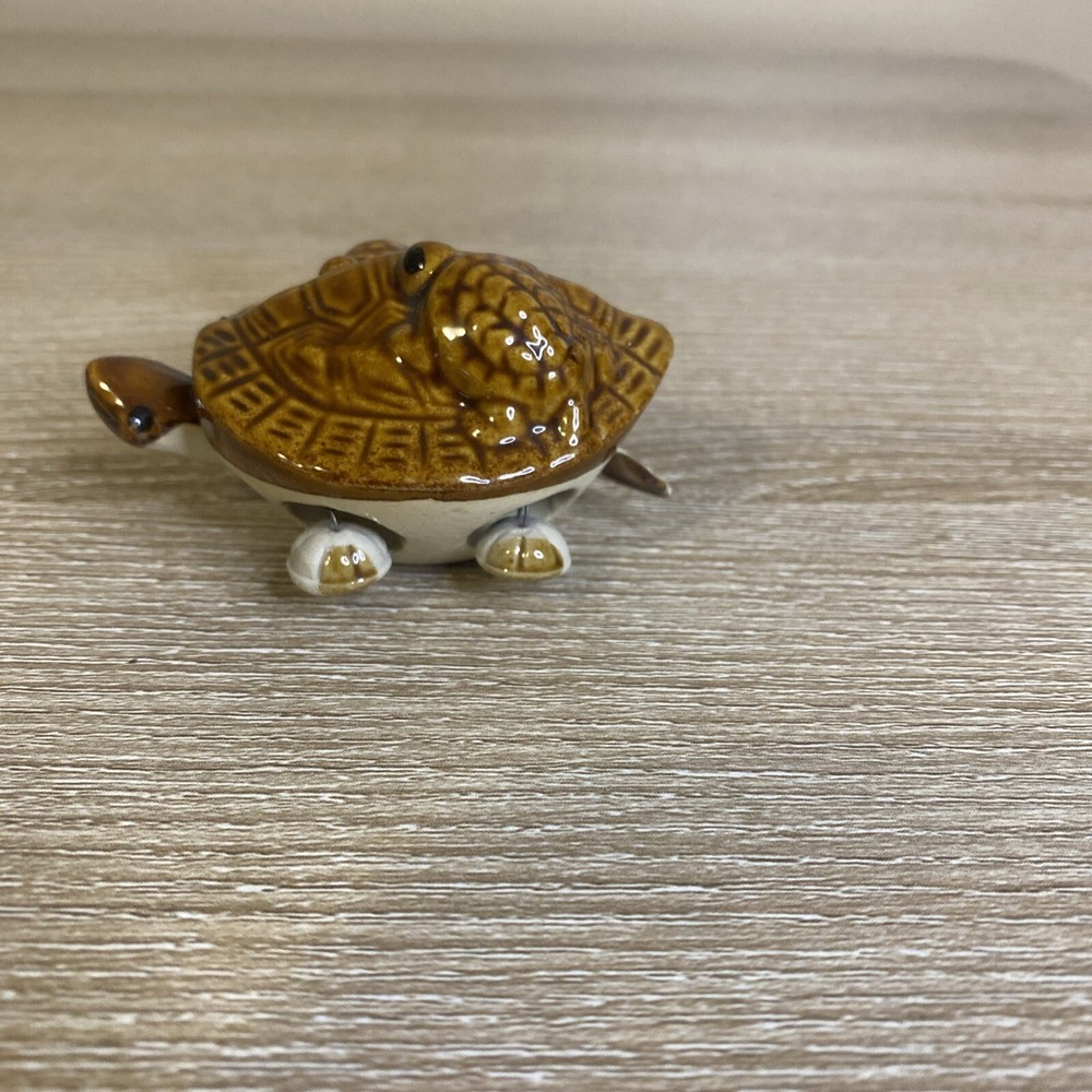 Ceramic Brown Turtle With Moving Head, Feet And Tail