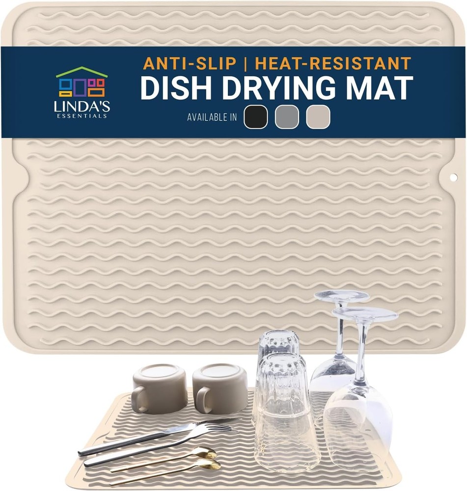 Silicone Dish Drying Mat for Kitchen Counter - Multi-Use Pad, Non-Slip &