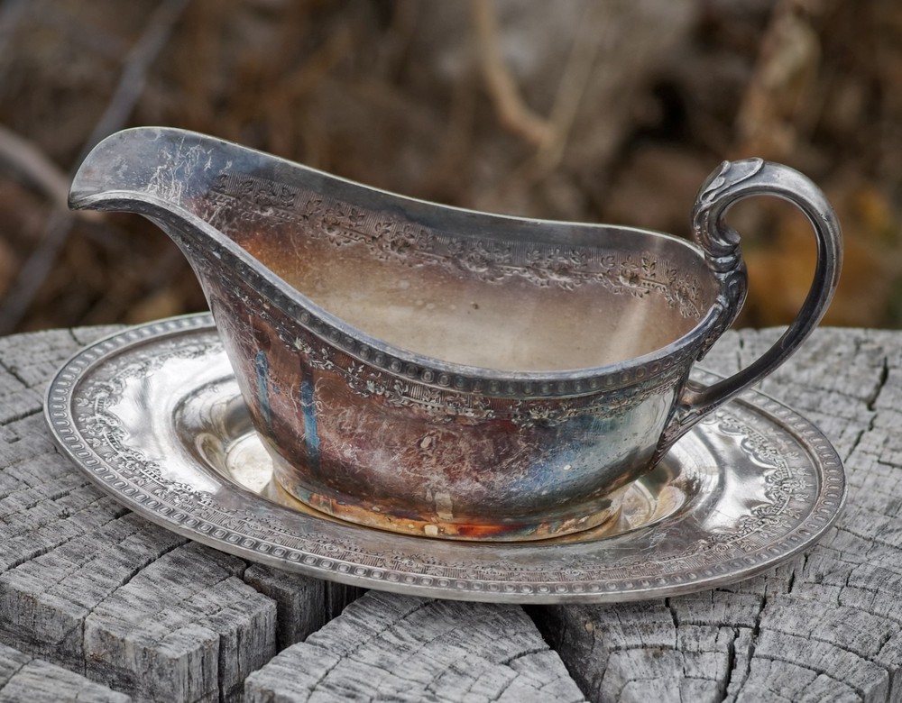ANTIQUE Silver Plate Gravy Boat & Tray Derby Silver Co. Made in USA c.1890's