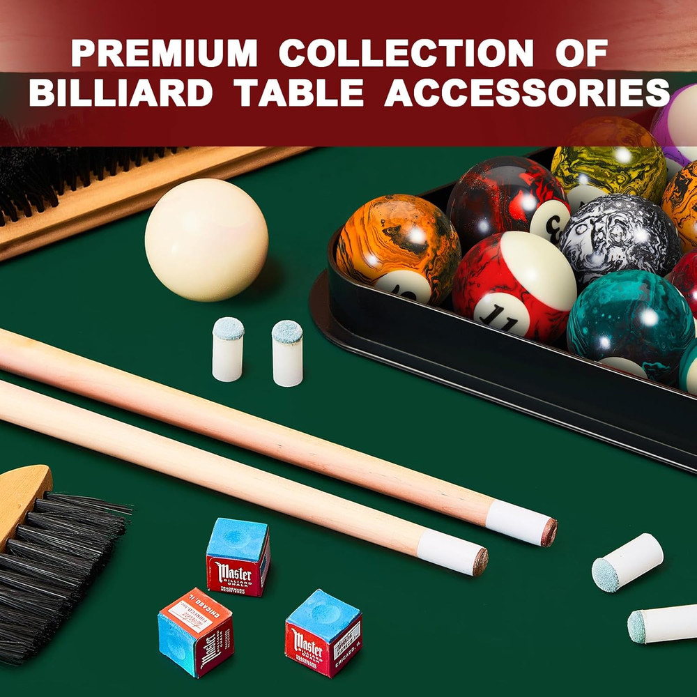 71Pcs Pool Table Accessories Set - Balls, Cues, Chalk, Triangle & More