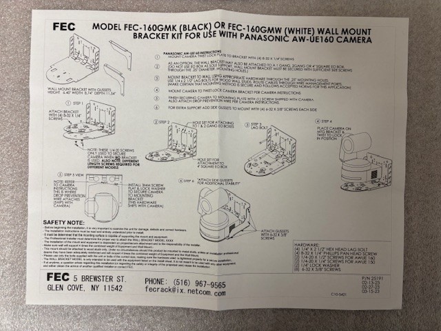 Panasonic FEC-160GMK Professional PTZ Camera Wall Mount