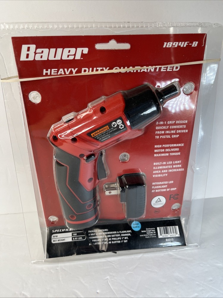 BAUER 2 IN 1 4 VOLT SCREWDRIVER W/FLASHLIGHT 1894F-B READ