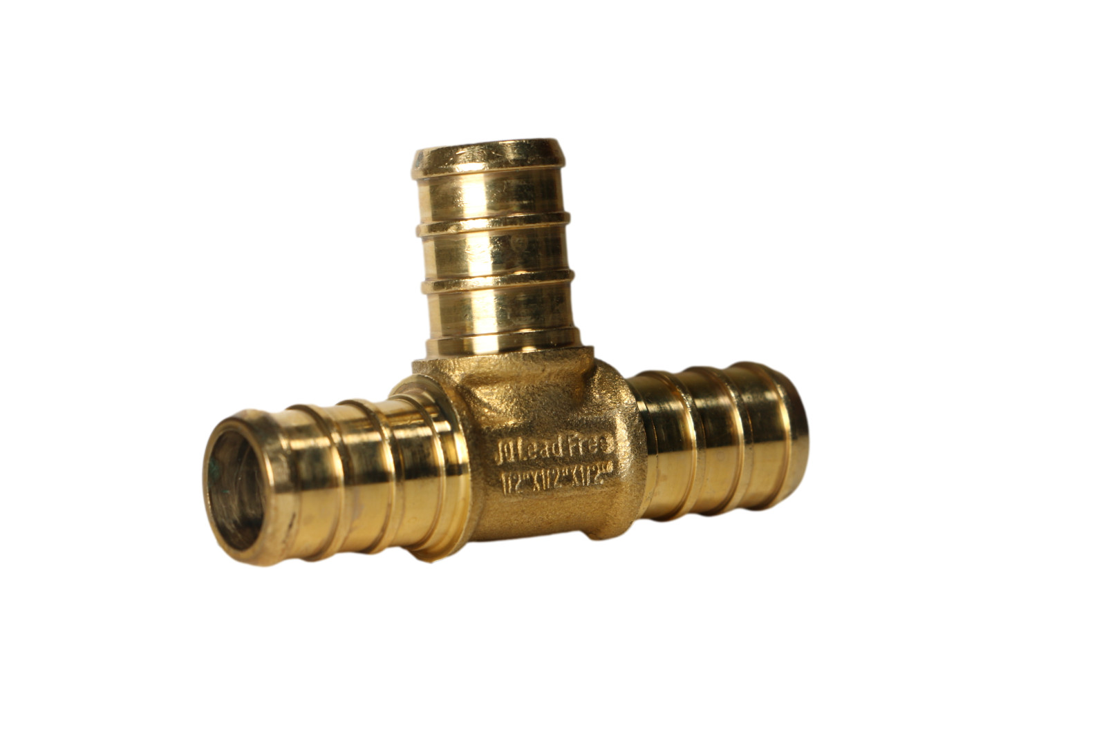 5 Pcs XFITTING 1/2" x 1/2" x 1/2" Pex Tee, Pex Barb Crimp Tee, Lead Free Brass