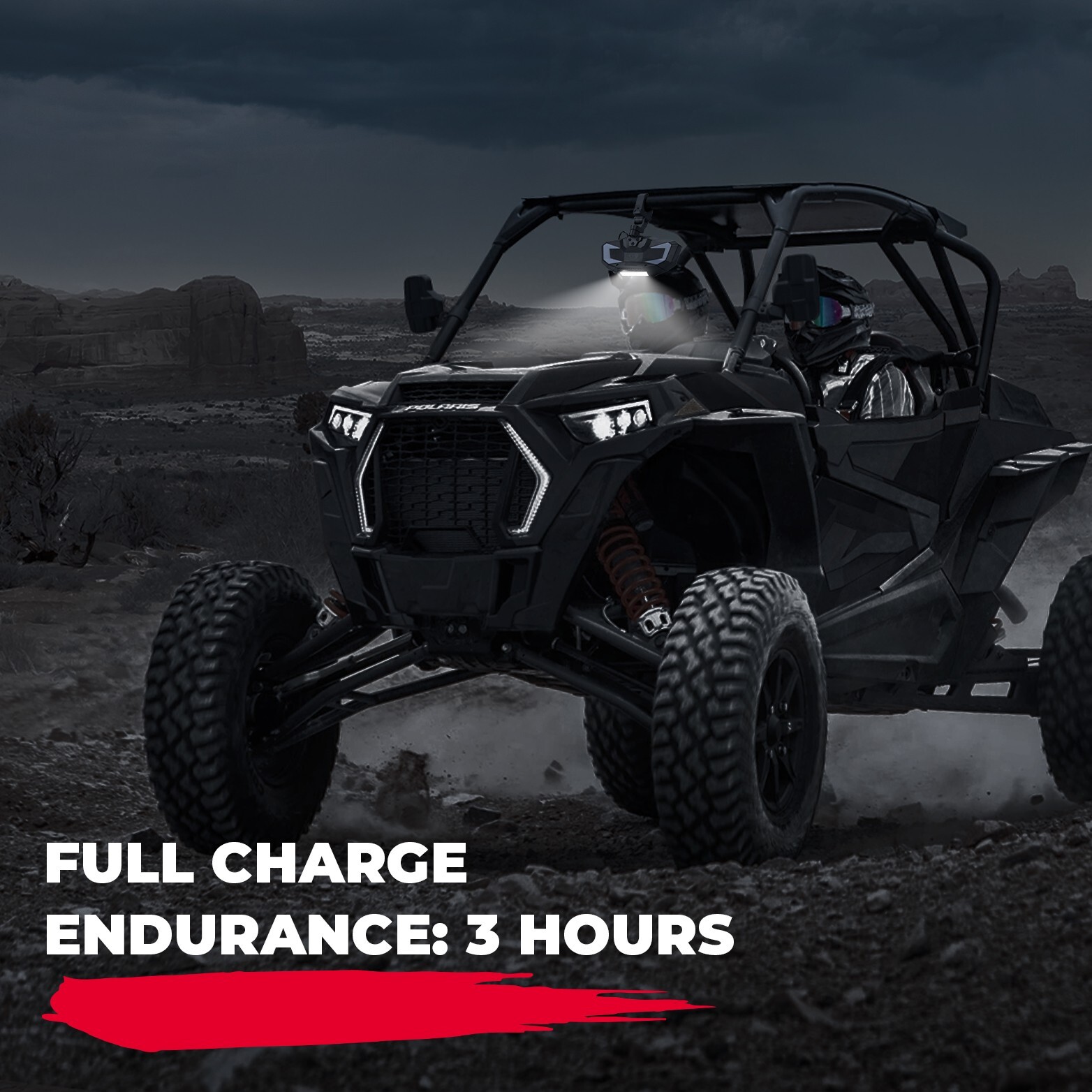 1.65"-2" UTV Rear View Center Mirror w/LED Light For Polaris RZR S 570/900/1000