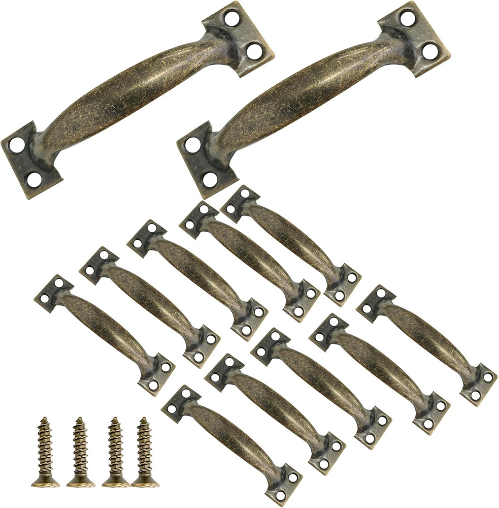 12Pcs 4 Metal Gate Pull Handle Vintage Barn Door Pulls Utility Bronze