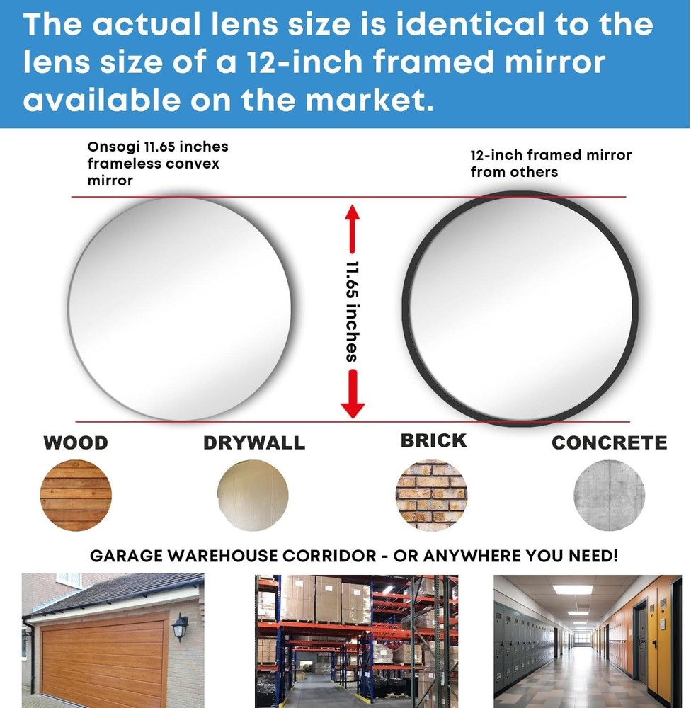 Wide Angle Convex Security Mirror for Garage Parking Warehouse