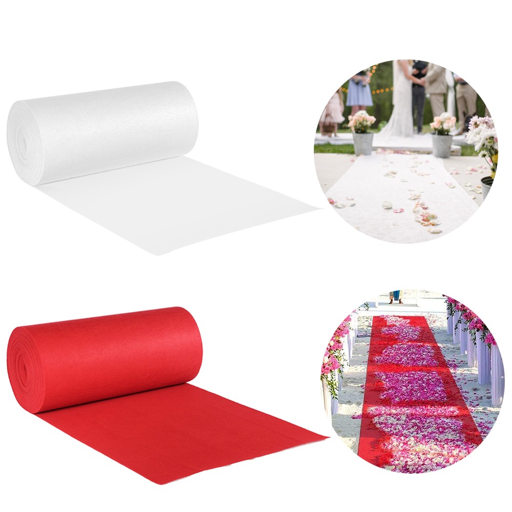 Red/White Wedding Carpet Non-Woven Polyester Wedding Aisle Runner for Ceremony