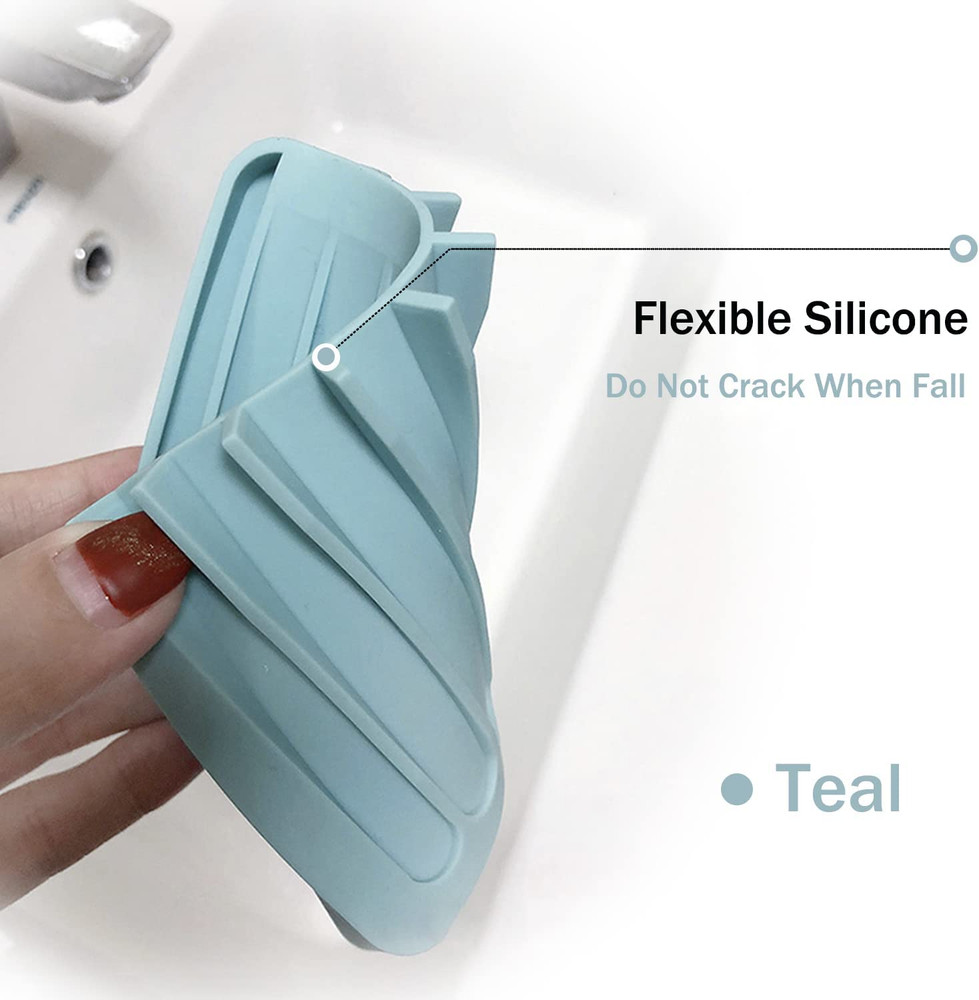 3-Pack Silicone Self-Draining Soap Dishes: Waterfall Drainer Design