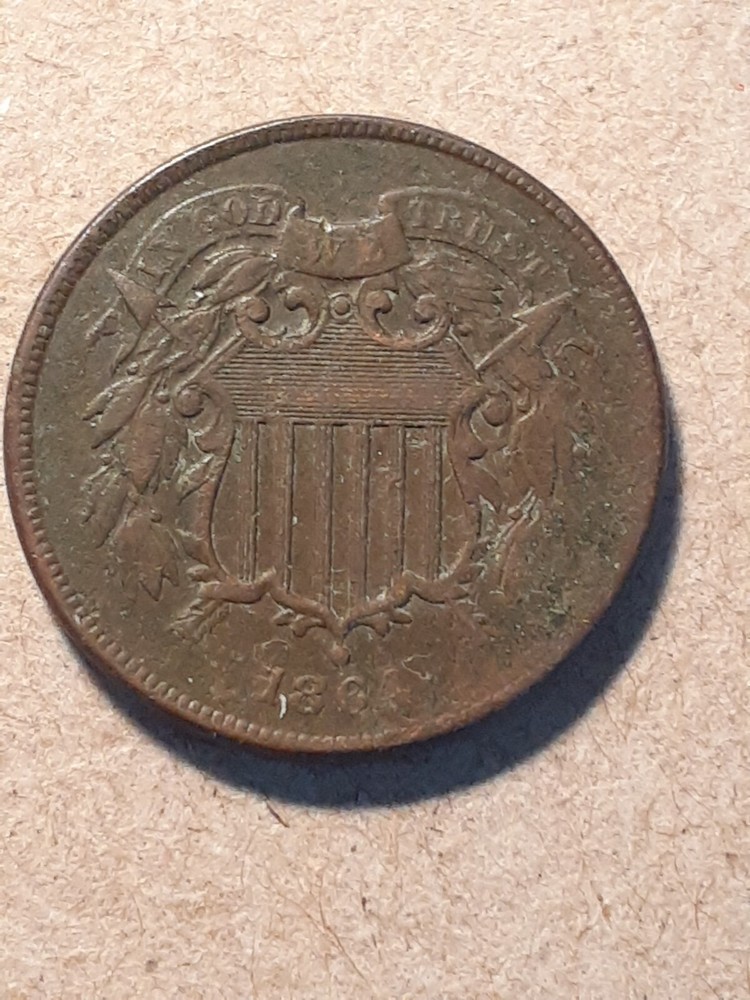1864 TWO CENT PIECE   LARGE MOTTO    POROUS